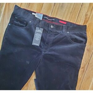 ALBERTO Stone Corduroy Pants Mens W38 L34 Black T400 Modern Fit Stretch